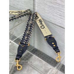 falso Tracolla Dior con Anello Ricamo Obliquo con Medaglioni Blu