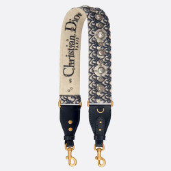 falso Tracolla Dior con Anello Ricamo Obliquo con Medaglioni Blu