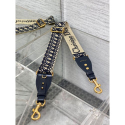 falso Tracolla Dior Regolabile con Anello Ricamo Obliquo Blu