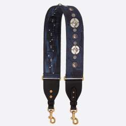 falso Tracolla Dior Tela ricamata mimetica blu