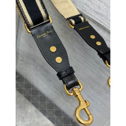 falso Tracolla regolabile Dior con ricamo ad anello Tela Nera