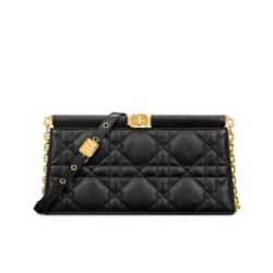 Pochette Christian Dior Caro Colle Noire con borsa a catena