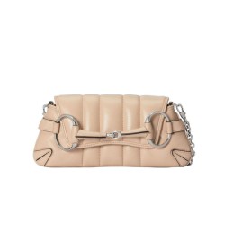 Borsa a tracolla piccola Gucci Horsebit Chain 764339 Albicocca