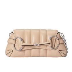 Miglior Prezzo Borsa a tracolla piccola Gucci Horsebit Chain 764339 Albicocca Replica
