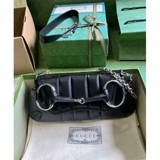 Miglior Prezzo Qualità superiore replica a tracolla piccola Gucci Horsebit Chain 764339 Nera Replica