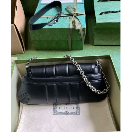 Miglior Prezzo Qualità superiore replica a tracolla piccola Gucci Horsebit Chain 764339 Nera Replica