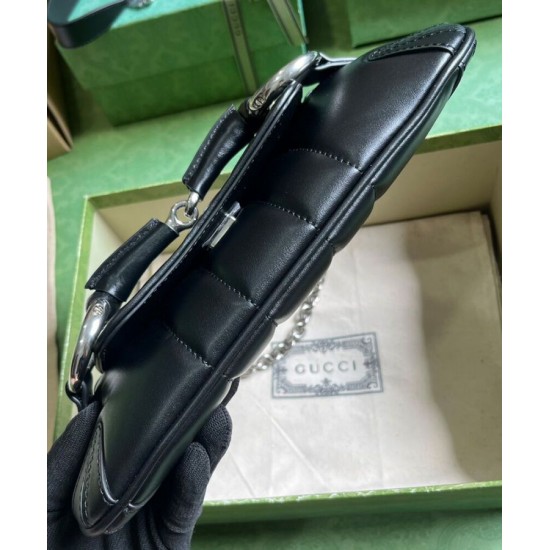 Miglior Prezzo Qualità superiore replica a tracolla piccola Gucci Horsebit Chain 764339 Nera Replica