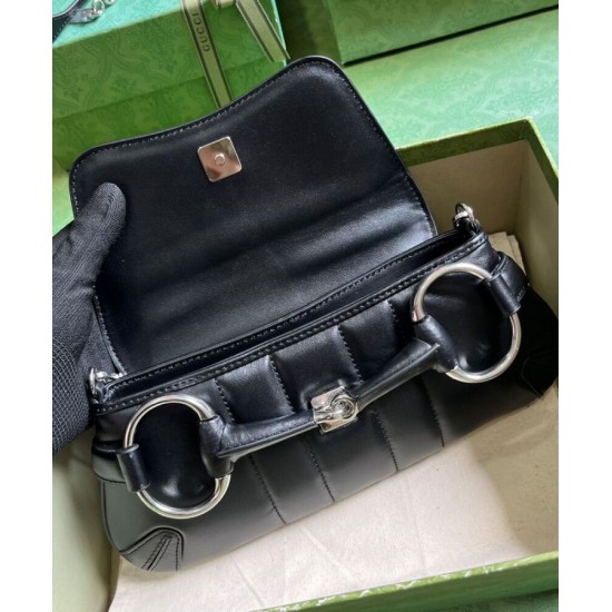 Miglior Prezzo Qualità superiore replica a tracolla piccola Gucci Horsebit Chain 764339 Nera Replica