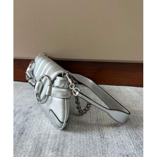 Miglior Prezzo Borsa a tracolla piccola Gucci Horsebit Chain 764339 Argento Replica