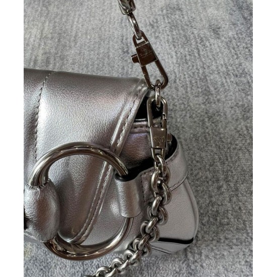 Miglior Prezzo Borsa a tracolla piccola Gucci Horsebit Chain 764339 Argento Replica