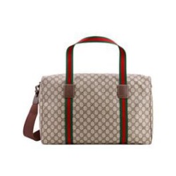 Miglior Prezzo Gucci Borsone Grande Con Web 758664 Caffè Scuro Replica
