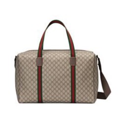 Miglior Prezzo Gucci Maxi Borsone Con Web 760152 Caffè Scuro Replica