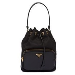 Miglior Prezzo Replica Perfetta Prada Re-Nylon e pelle spazzolata 1BH038 Nera 