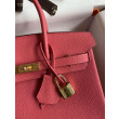 Hermes Birkin 25 Retourne Borsa fatta a mano Rossetto rosa Clemence