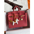 Hermes Birkin 25 Retourne Borsa fatta a mano Rossetto rosa Clemence