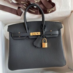 Miglior Prezzo Borsa Hermes Birkin 25 Retourne fatta a mano nera Clemence Replica