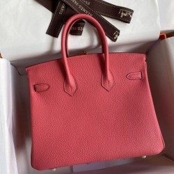 Miglior Prezzo Hermes Birkin 25 Retourne Borsa fatta a mano Rossetto rosa Clemence Replica