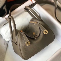 Miglior Prezzo Borsa Hermes Lindy Mini Taupe Clemence in pelle di vitello Replica