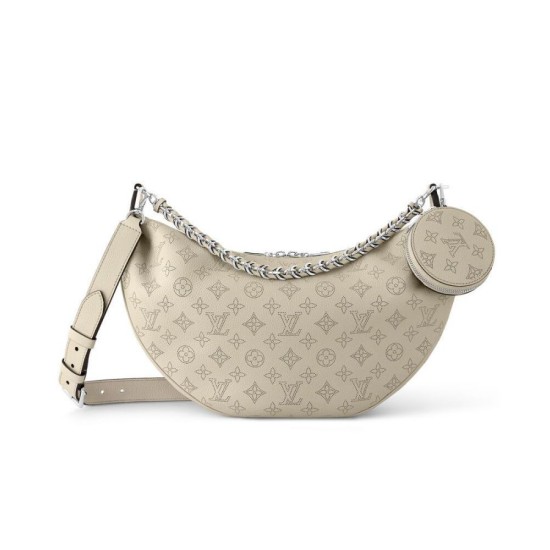 LV Baia MM M22822 Accattivante borsa a mezzaluna albicocca