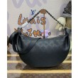 LV Baia MM M22823 Accattivante borsa a mezzaluna nera