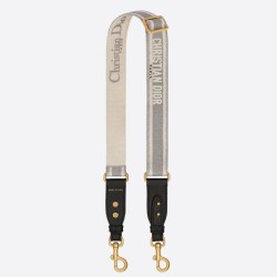 Miglior Prezzo falso Tracolla regolabile con ricamo Dior Grigia Replica