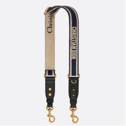 Miglior Prezzo Tracolla regolabile Dior con ricamo ad anello Tela Blu Replica