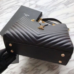 Borse Replica shopping YSL Saint Laurent Pelle di vitello Nera