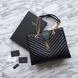 Borse Replica shopping YSL Saint Laurent Pelle di vitello Nera