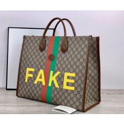 Borsa tote grande con stampa 630353 marrone