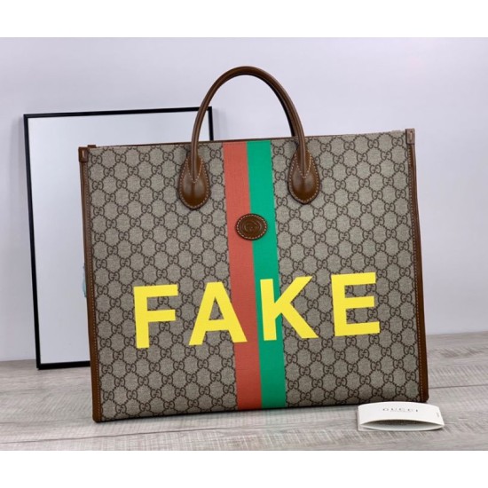 Borsa tote grande con stampa 630353 marrone
