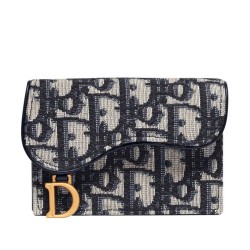 Cloni Firmate Portafoglio Christian Dior Oblique Saddle Blu scuro imitazioni