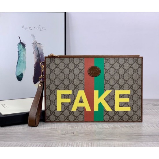 Pochette con stampa 'Fake / Not' 636171