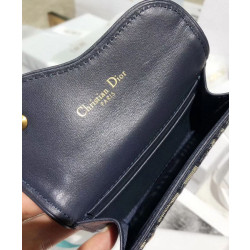 Portafoglio Christian Dior Oblique Saddle Blu scuro