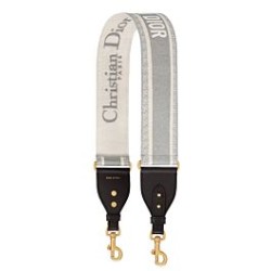 Alta gamma replica Cinturino ricamato Christian Dior 'Christian Dior' grigio