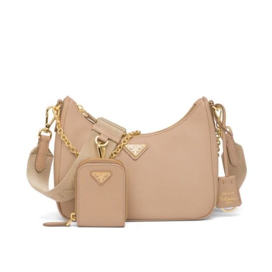 Borse Replica Prada Re-Edition 2005 in pelle Saffiano 1BH204 Albicocca
