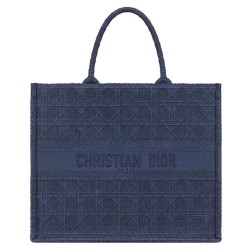 Christian Dior Cannage Embroidery Dior Book Tote Borse Blu scuro