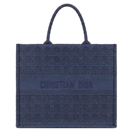 Christian Dior Cannage Embroidery Dior Book Tote Borse Blu scuro
