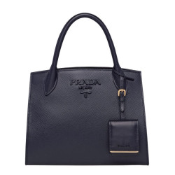 fedele Borse Firmate Replica in pelle Saffiano monocromatica Prada 1BA156 blu scuro