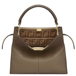 Replica Peekaboo X-lite Medium Leather Borse Coffee Griffate
