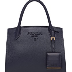 Replica fedele Borse Firmate  in pelle Saffiano monocromatica Prada 1BA156 blu scuro Griffate