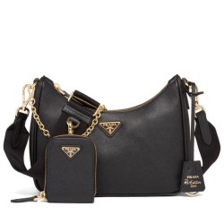 Replica Borsa Prada Re-Edition 2005 in pelle Saffiano 1BH204 Nera Griffate