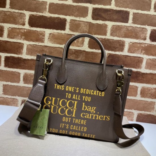Dettagli perfetti Gucci 100 Borsa tote piccola 680956 Caffè