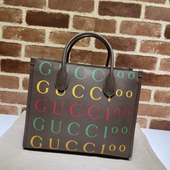 Dettagli perfetti Gucci 100 Borsa tote piccola 680956 Caffè