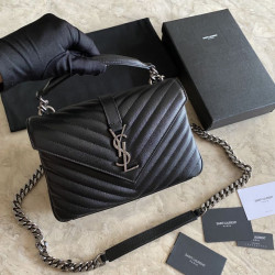 Borsa a tracolla YSL Saint Laurent Medium Envelope Kate Chain Mix Matelasse Nero Argento