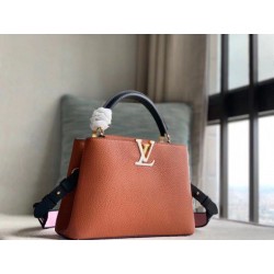 Qualità superiore replica LV Capucines BB In Pelle Marrone M59266