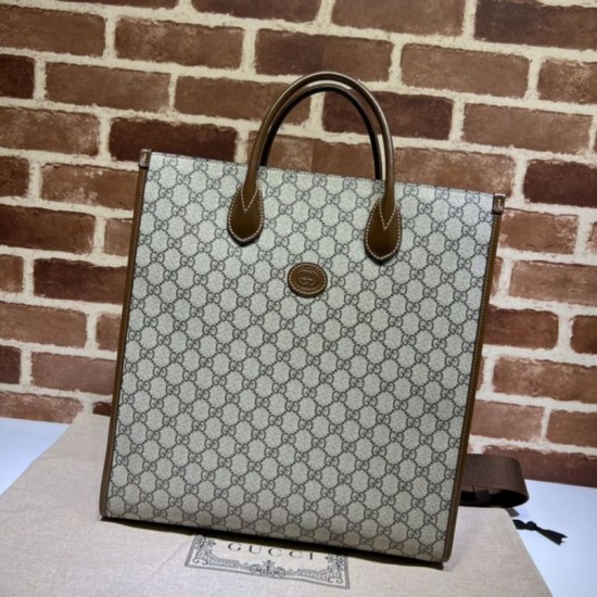Dettagli perfetti Gucci Borsa media con Interlocking G 674155 Marrone