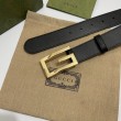 Gucci Cintura reversibile con fibbia G Square 626974 Black Gold
