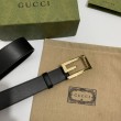 Gucci Cintura reversibile con fibbia G Square 626974 Black Gold