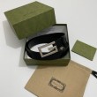 Alta gamma replica Gucci Cintura reversibile con fibbia G Square 626974 Nero Argento