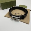 Alta gamma replica Gucci Cintura reversibile con fibbia G Square 626974 Nero Argento